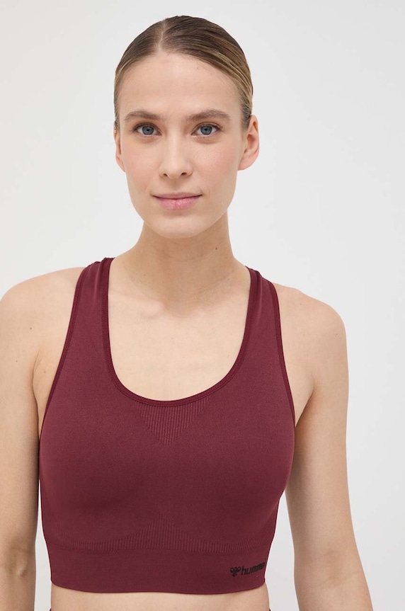 Hummel biustonosz sportowy hmlTIF SEAMLESS SPORTS TOP miękka bordowy 210490