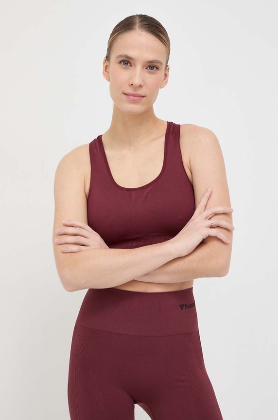 Hummel biustonosz sportowy hmlTIF SEAMLESS SPORTS TOP bordowy 210490