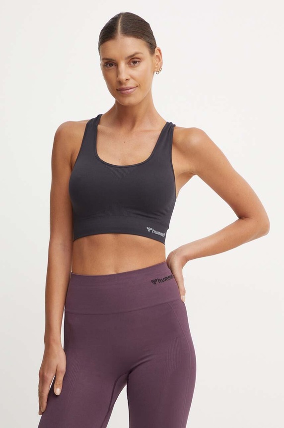 Hummel sportski grudnjak hmlTIF SEAMLESS SPORTS TOP bez uzorka crna 210490