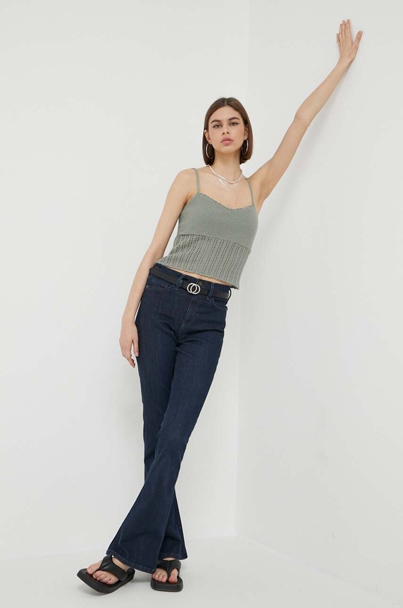 Abercrombie & Fitch pamut top KI150.3208.911 zöld SS23