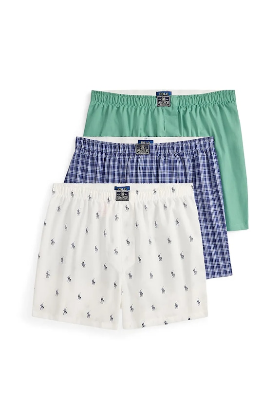 Polo Ralph Lauren bokserki męskie bawełniane 3-pack wzorzyste zielony 714830273