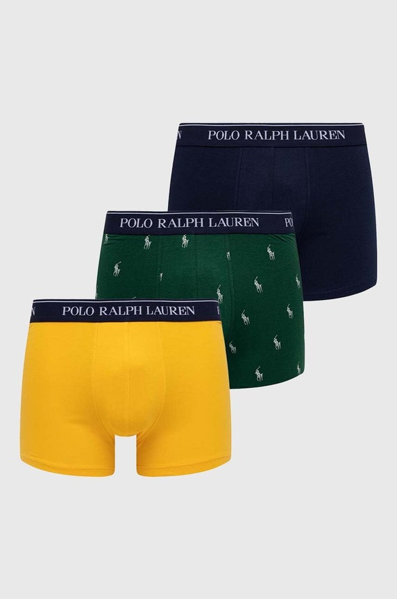 Polo Ralph Lauren Boxerky pánské bavlněné s elastanem 3-pack pletenina žlutá 714830299
