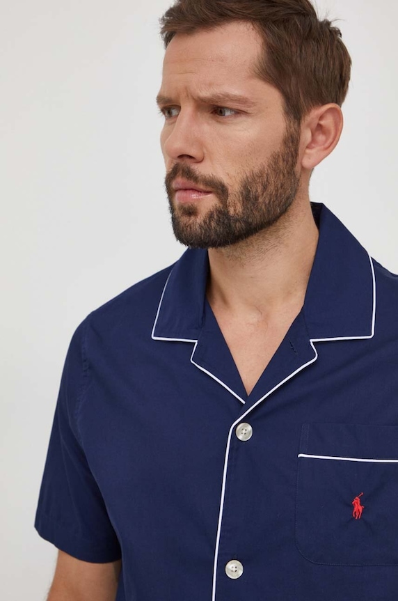 Bavlněné pyžamo Polo Ralph Lauren 714899503 námořnická modř