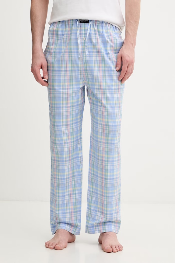 Polo Ralph Lauren pantaloni de pijama din bumbac bărbați cu modele albastru 714899509