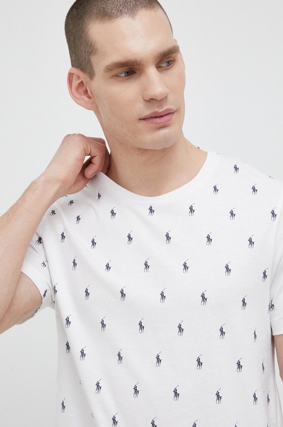 Ρούχα Βαμβακερή πιτζάμα μπλουζάκι Polo Ralph Lauren 714899612 λευκό
