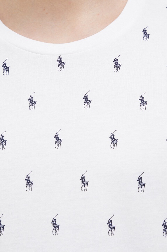 Βαμβακερή πιτζάμα μπλουζάκι Polo Ralph Lauren λευκό 714899612