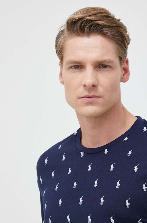 Bavlnené pyžamové tričko Polo Ralph Lauren 714899612 tmavomodrá SS26