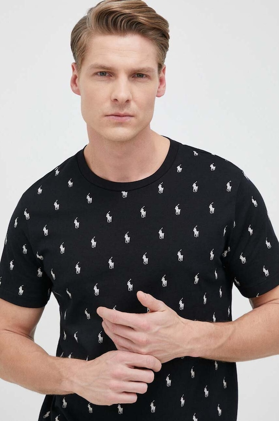Bavlnené pyžamové tričko Polo Ralph Lauren vrchný čierna 714899612