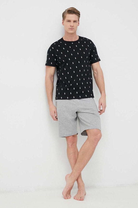 Bavlnené pyžamové tričko Polo Ralph Lauren 714899612 čierna SS26