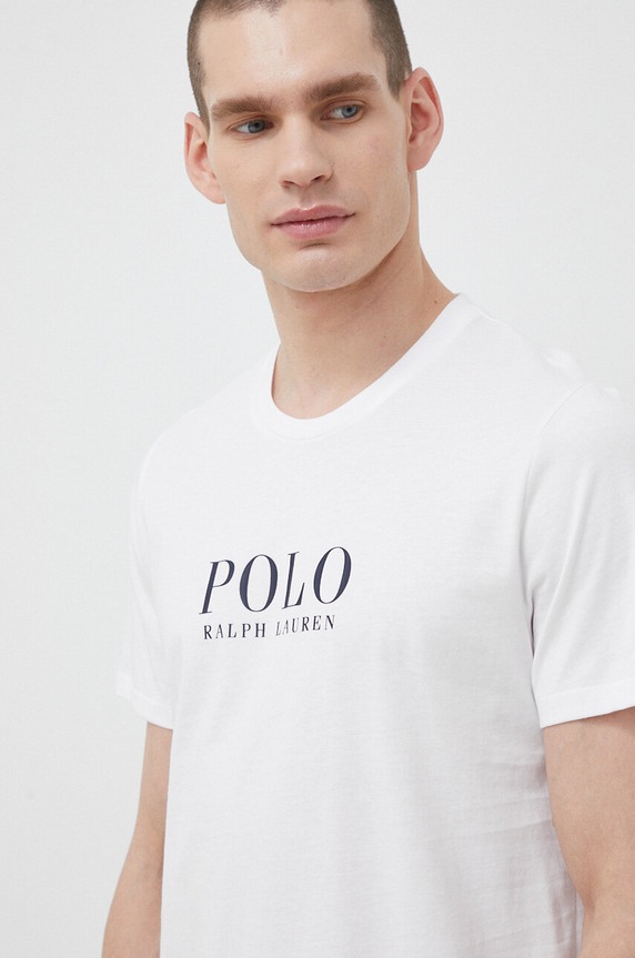 Ρούχα Βαμβακερή πιτζάμα μπλουζάκι Polo Ralph Lauren 714899613 λευκό