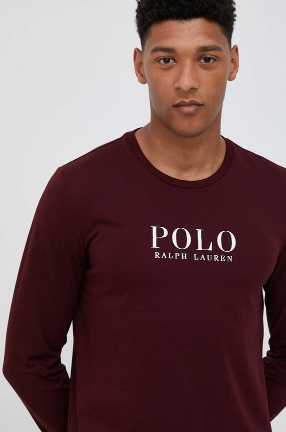 Polo Ralph Lauren longsleeve piżamowy bawełniany bordowy 714899614