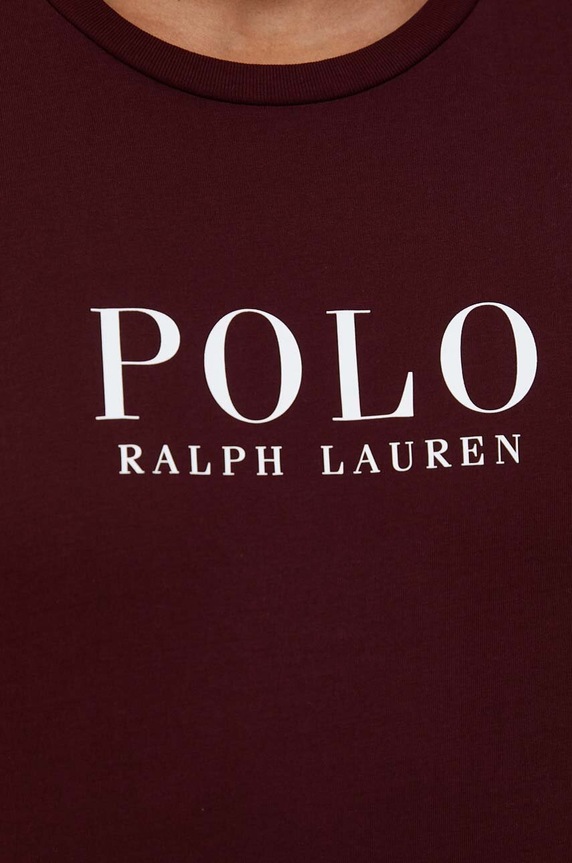 Polo Ralph Lauren longsleeve piżamowy bawełniany 714899614 bordowy