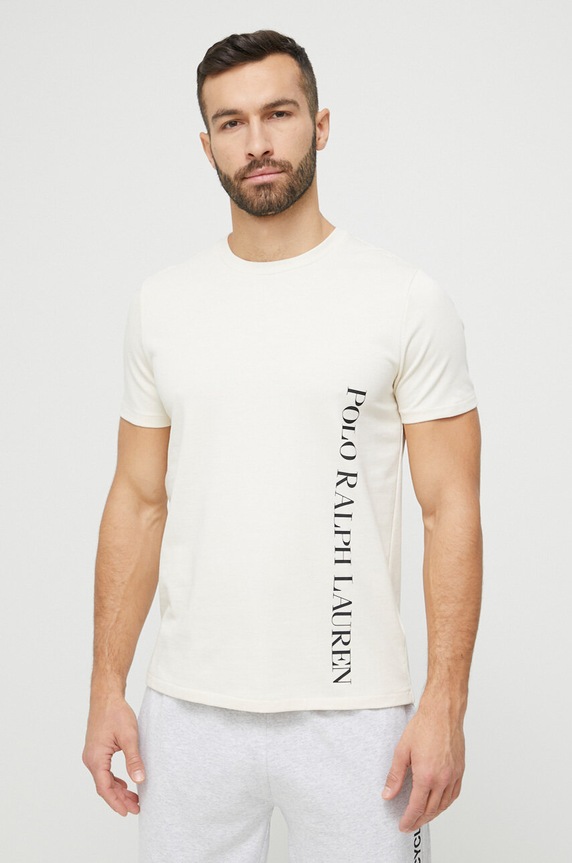 Горнище на пижама с къси ръкави Polo Ralph Lauren бежов 714899619