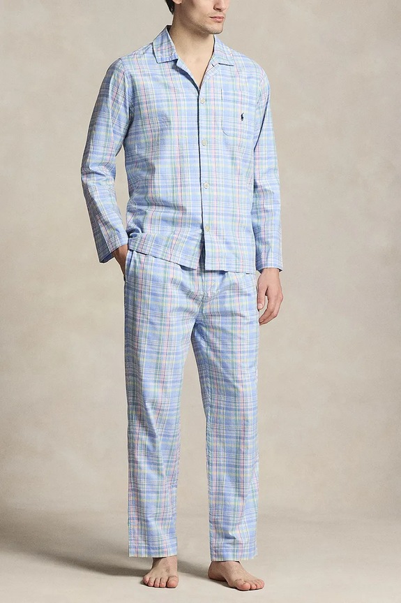 Polo Ralph Lauren piżama dwuczęściowa męska bawełniana niebieski 714899627