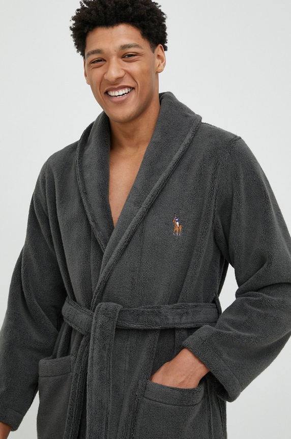 Памучен халат Polo Ralph Lauren сив 714899683