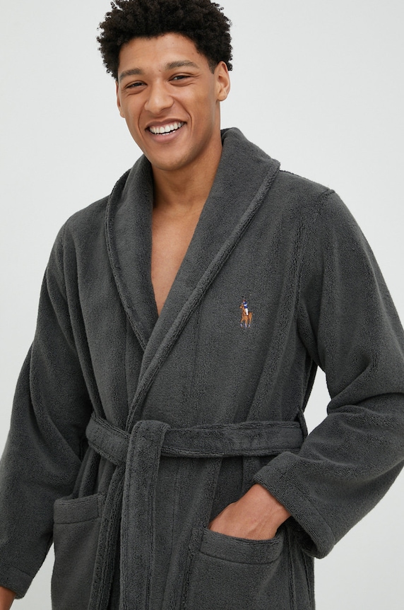 Памучен халат Polo Ralph Lauren сив 714899683