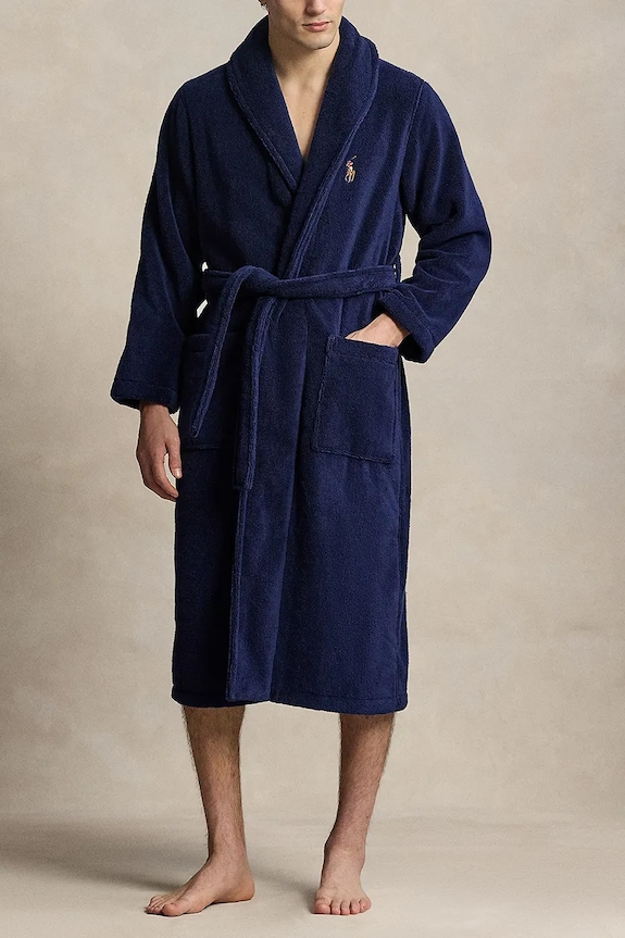 Polo Ralph Lauren accappatoio in cotone applique blu navy 714899683