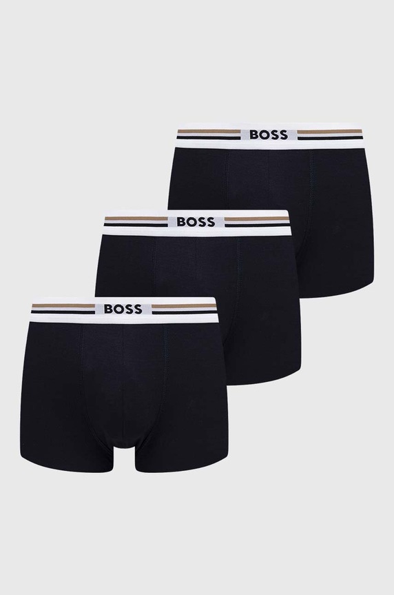 Boksarice BOSS 3-pack Trunk 3P Revive Pletenina mornarsko modra 50492200