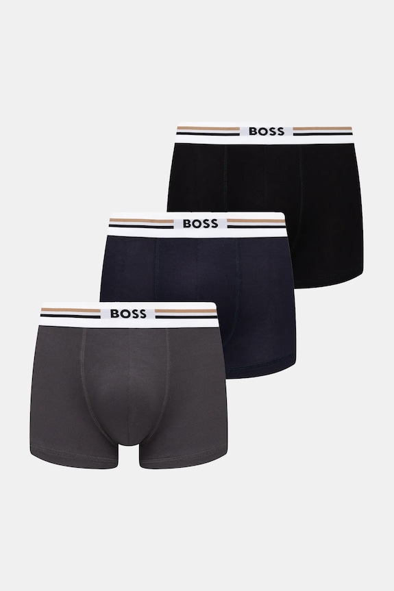 Boxerky BOSS 3-pak Trunk 3P Revive pletenina čierna 50492200
