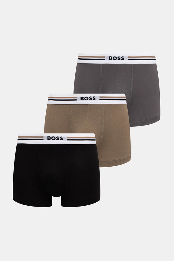Boxerky BOSS 3-pack pletenina černá 50492200