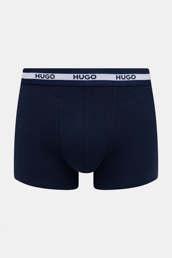 HUGO bokserki dopasowane męskie bawełniane z elastanem TRIPLET PLANET 3-pack granatowy 50492375