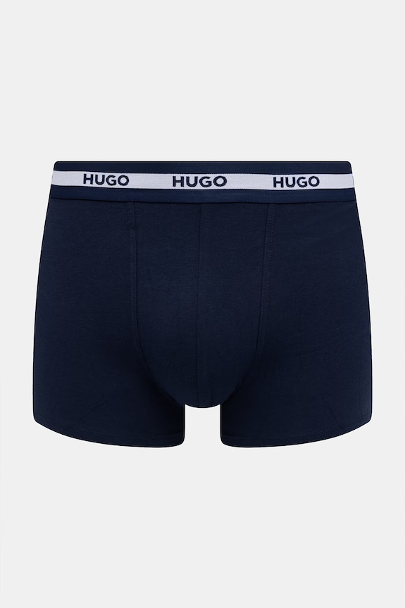 HUGO bokserki dopasowane męskie bawełniane z elastanem TRIPLET PLANET 3-pack granatowy 50492375