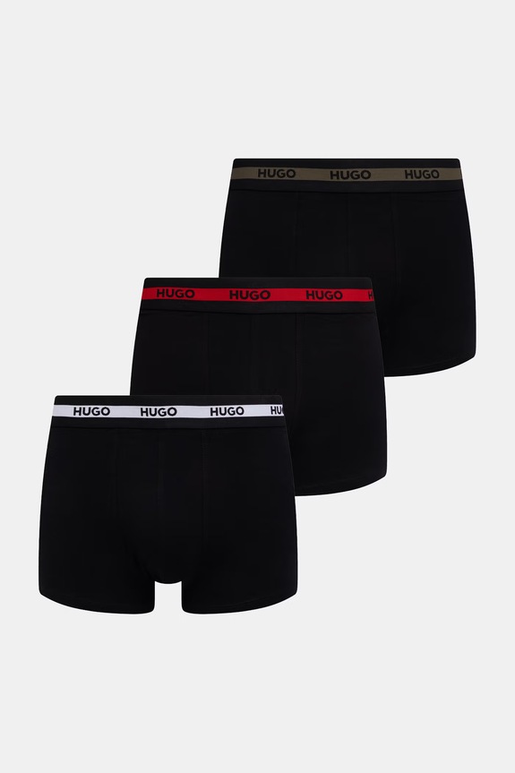 HUGO bokserki dopasowane męskie bawełniane z elastanem TRIPLET PLANET 3-pack czarny 50492375