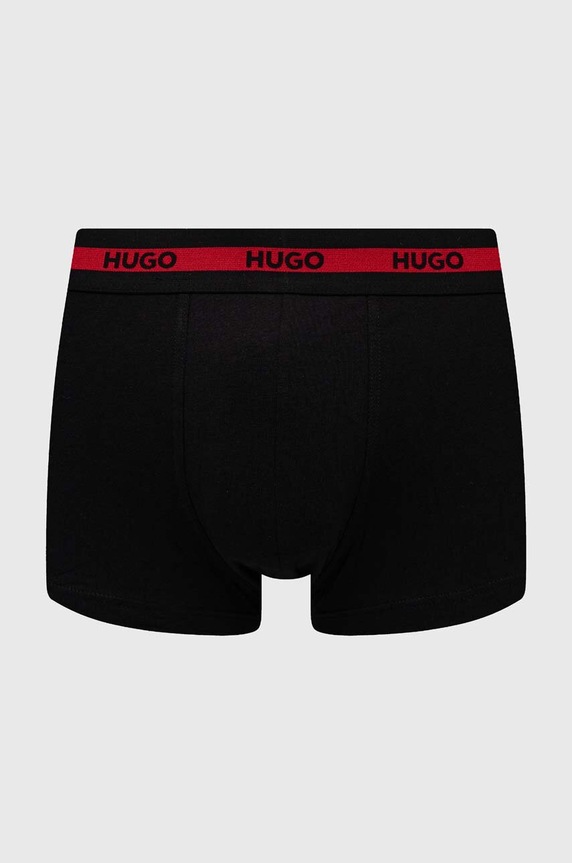 HUGO εφαρμοστά μποξεράκια ανδρικά από βαμβάκι με ελαστάν TRIPLET PLANET 3-pack 50492375 μαύρο SS26