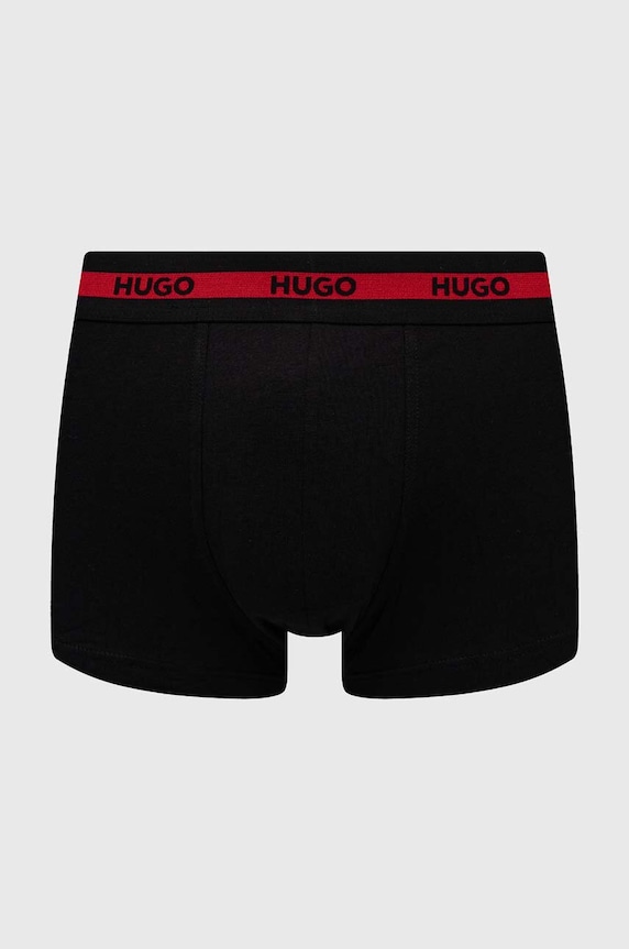 HUGO εφαρμοστά μποξεράκια ανδρικά από βαμβάκι με ελαστάν TRIPLET PLANET 3-pack 50492375 μαύρο SS26