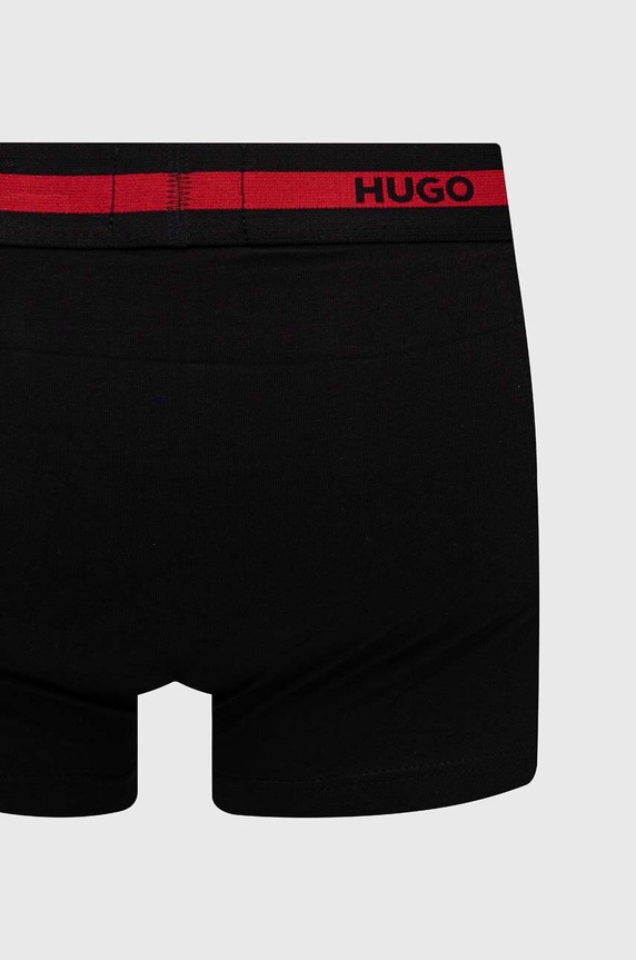 Ρούχα HUGO εφαρμοστά μποξεράκια ανδρικά από βαμβάκι με ελαστάν TRIPLET PLANET 3-pack 50492375 μαύρο