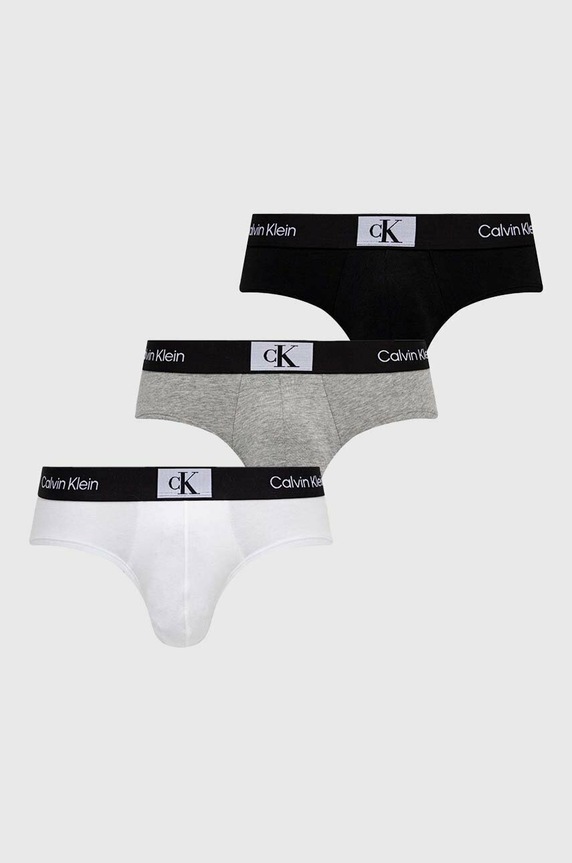 Slipy Calvin Klein Underwear 3-pak pletenina sivá 000NB3527A.PPYX