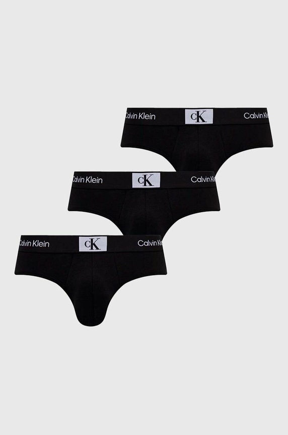 Slipy Calvin Klein Underwear 3-pak pletenina čierna 000NB3527A.PPYX