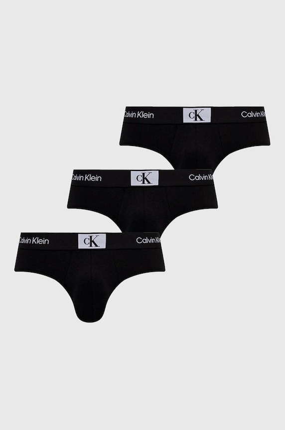 Slipy Calvin Klein Underwear 3-pak pletenina čierna 000NB3527A.PPYX