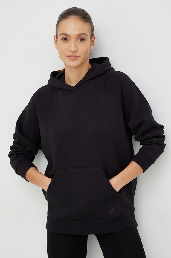 Μπλούζα adidas με κουκούλα μαύρο HC8823