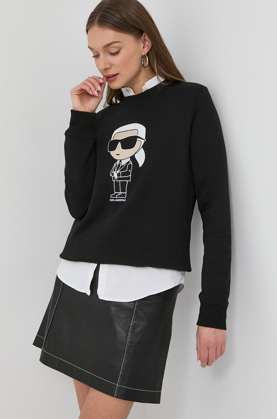 Mikina Karl Lagerfeld bez kapuce černá 230W1800