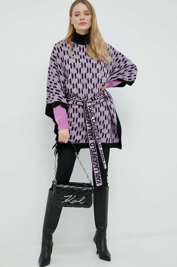 Pinko sweter wełniany 100414.Y7Z4 fioletowy AW24