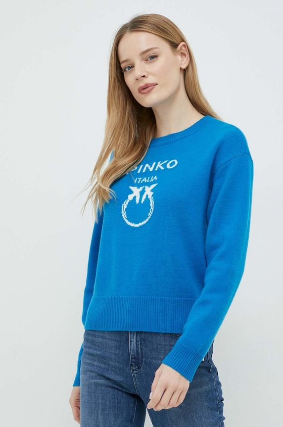 Pinko maglione in lana lana blu 100414.Y7Z4