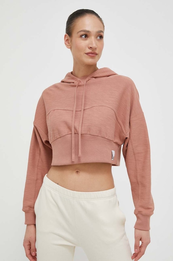 Bavlněná mikina adidas s kapucí hnědá HZ1598