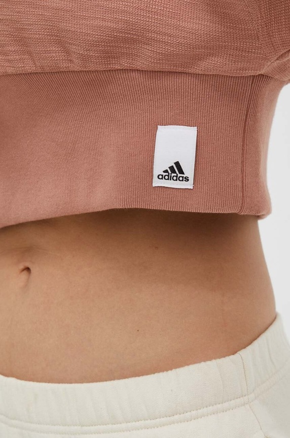 Bavlněná mikina adidas HZ1598 hnědá