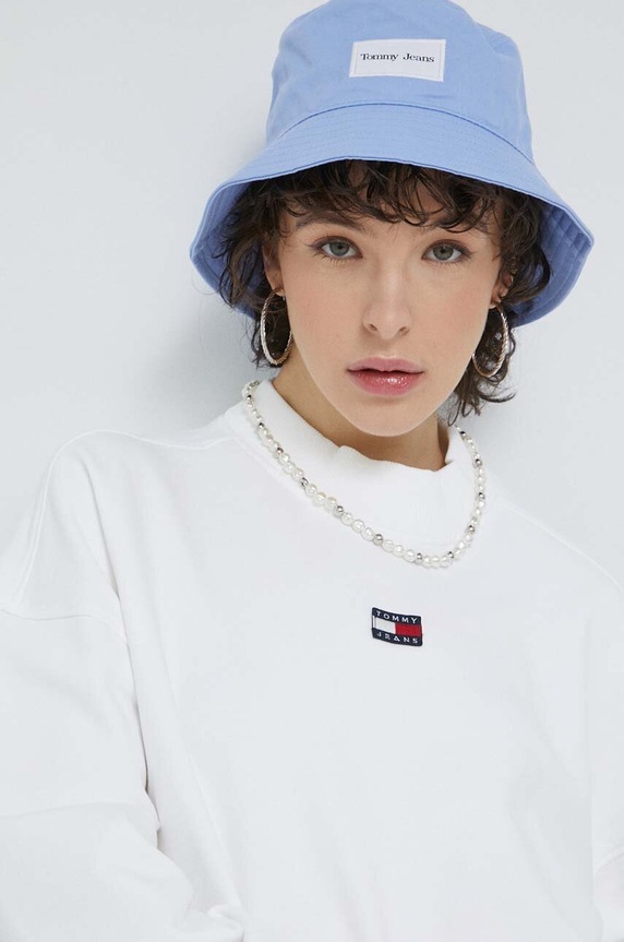 Tommy Jeans hanorac de bumbac alb DW0DW15415.PPYX