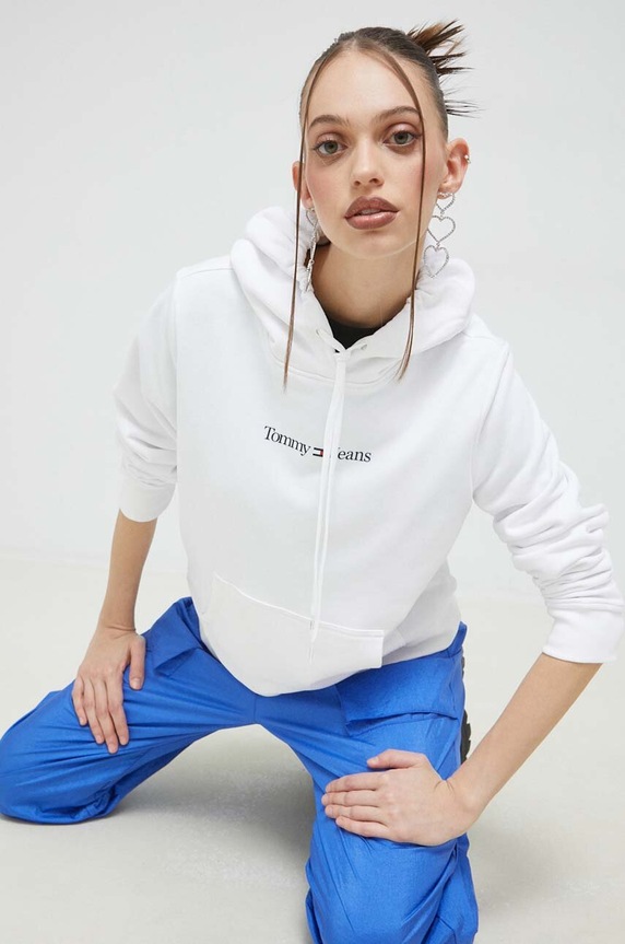 Tommy Jeans bluza z kapturem biały DW0DW15649.PPYX
