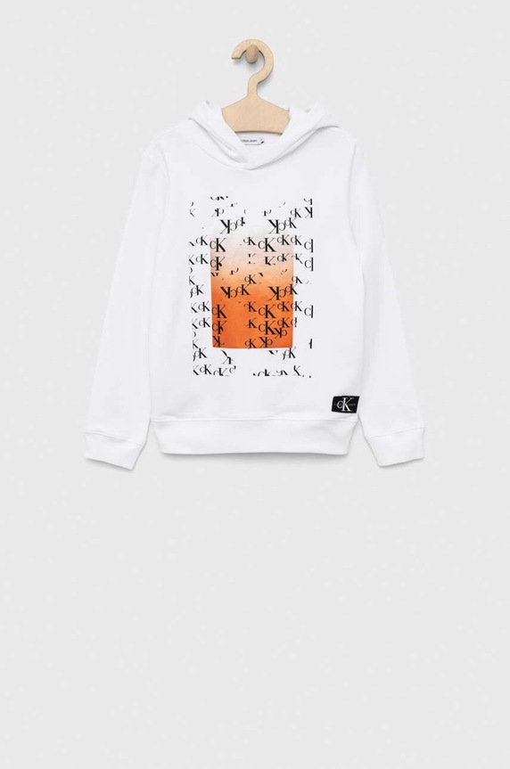 Calvin Klein Jeans bluza bawełniana dziecięca nadruk biały IU0IU00403.PPYX