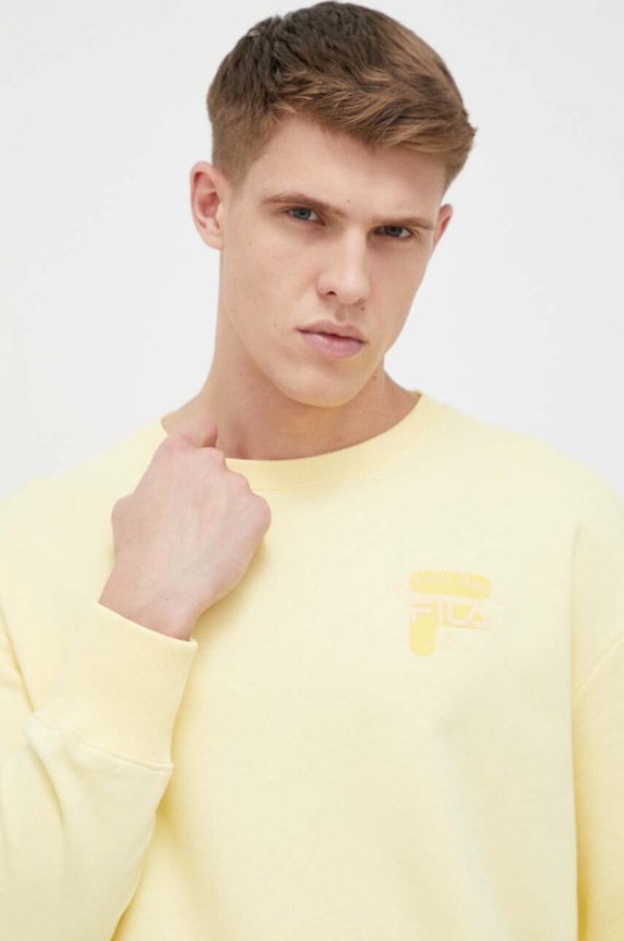 Памучен суичър Fila жълт FAM0332