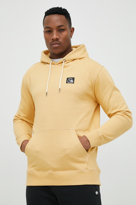 Bavlněná mikina Quiksilver potisk žlutá EQYFT04739