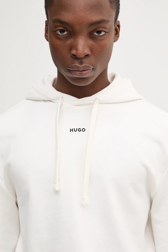 HUGO bluza z kapturem męska bawełniana Dapo beżowy 50486478