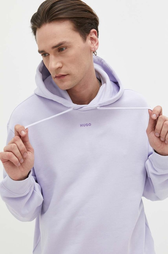 HUGO bluza z kapturem męska bawełniana Dapo bawełna fioletowy 50486478