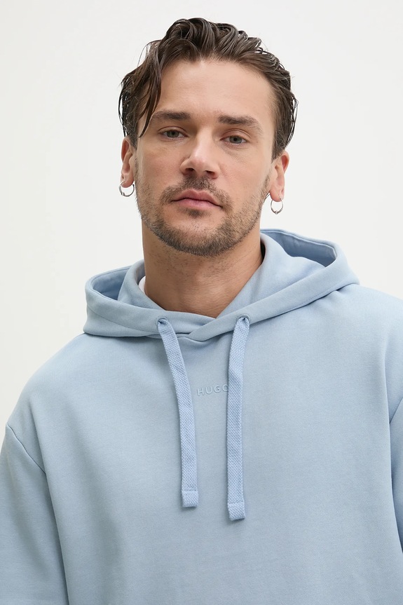 HUGO bluza z kapturem męska bawełniana Dapo niebieski 50486478