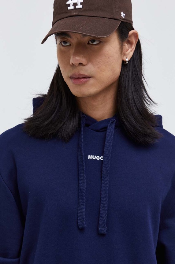HUGO bluza z kapturem męska bawełniana Dapo granatowy 50486478