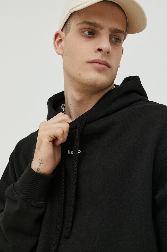 HUGO bluza z kapturem męska bawełniana Dapo czarny 50486478