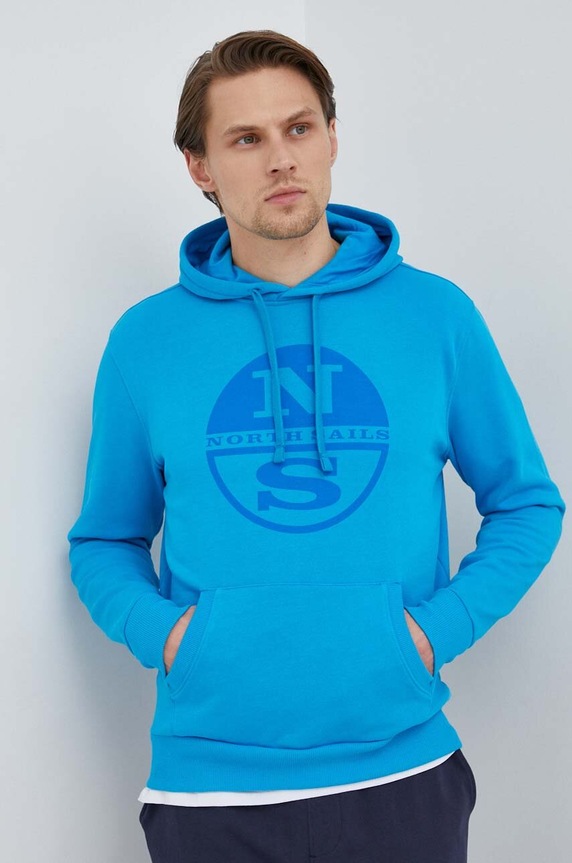 North Sails bluza bawełniana nadruk niebieski 691066